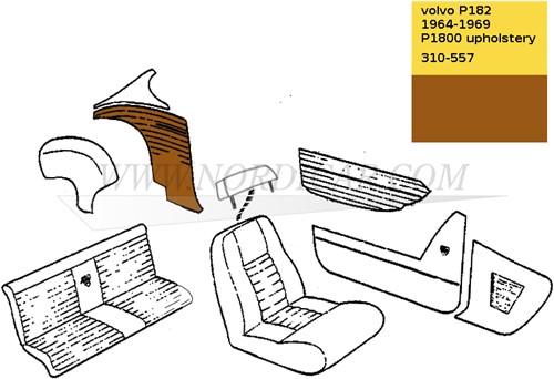 Side panel set brown- Left and Right- Rear Volvo 1800S 692182