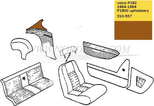 C-Säule Panel-Set- Hinten Links und Rechts- Braun Volvo 1800S 692184