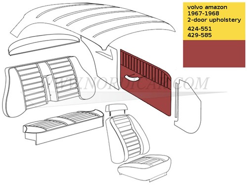 Door panel Amazon Favorit 2-doors Red, Left and Right  Volvo Amazon Favorit 2drs 692207