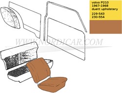 kit de Housse de siège – coloris marron – assise et dossier Volvo Duett 210 code 229-543 230-544 692262