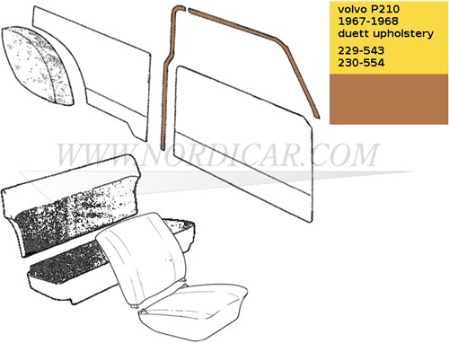 B-stijl bekleding set Bruin Links + Rechts  Volvo P210 code 229-543 230-544 692274