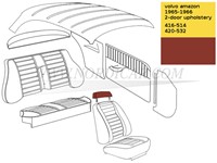 Hoofdsteun bekleding rood Volvo Amazon rood met zwart 692662