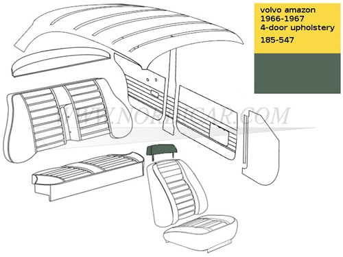 Hoofdsteun bekleding groen Volvo Ama Kleurcode 185-547 426-553 520-556 692664-3