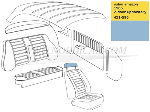 Housse d'appui tête – Bleu clair Volvo Ama Kleurcode 170-505 419-517 513-521 692666