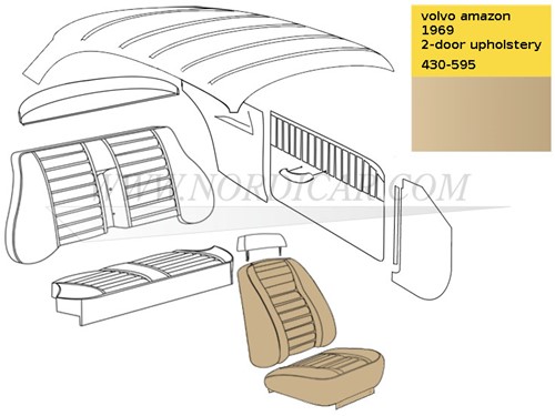 Front seat Upholstery- Beige Volvo Amazon code 430-595 522-598 692885