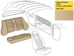 Rücksitzpolsterung Beige Satz, Sitz und Rücken Volvo Amazon 1969 code 430-595 692891
