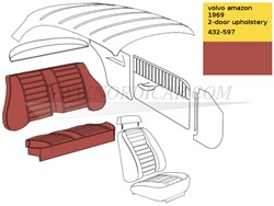 Rücksitzpolsterung Rot Satz, Sitz und Rücken Volvo Amazon 130 code 432-597 692895