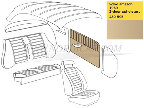 Deurpaneel set Beige Voorzijde Links + Rechts Volvo Amazon code 430-595 1969 692906