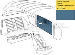 Door front panel Upholstery Blue Volvo Amazon code 431-596 1969 692908