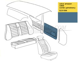 Porte panneau avant Revêtement Bleu Volvo Amazon code 523-599 1969 692914