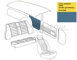 Türverkleidung Rückwand Satz Links und Rechts Blau Volvo Amazon code 523-599 1969 692920