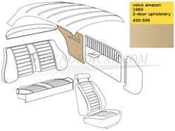 Upholstery rear- side panel Beige Volvo Amazon code 430-595 1969 692942