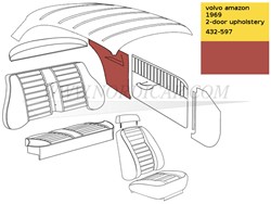 Achter zij-paneel bekleding Rood Volvo Amazon P130 code 432-597 692946