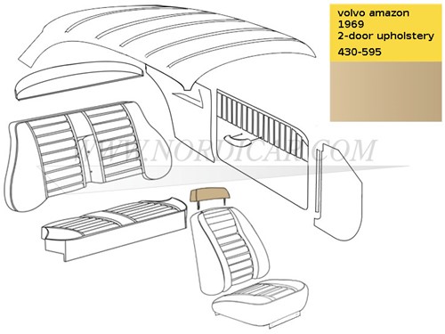 Hoofdsteun bekleding beige Volvo Ama Interieurcode 430-595 522-598 692948