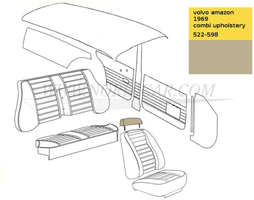 Hoofdsteun bekleding beige Volvo Ama Interieurcode 430-595 522-598 692948-3
