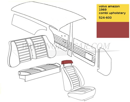 Hoofdsteun bekleding rood Volvo Ama Kleurcode 432-597 524-600 692950-3