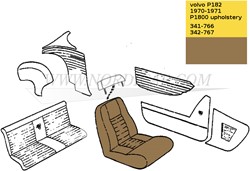 Stoel bekleding set goud metallic leer Zitting + Rugleuning (1 stoel) Volvo P1800E 70-71 code 341-766 342-767 694112