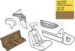 Achterbank bekleding set goud metallic leer Zitting + Rugleuning Volvo P1800E 70-71 694147
