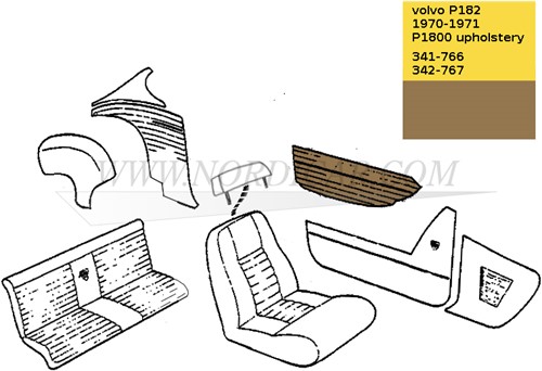 Deurpaneel set Goud metallic Bovenzijde Links + Rechts  Volvo P1800E 70-71 694204