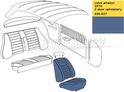 Stoel Bekleding set Blauw Zitting + Rugleuning (1 stoel) Volvo Amazon P130 1970 code 435-637 695085
