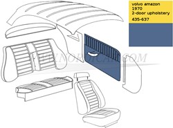 Door front panel Upholstery Blue Volvo Amazon 2-drs code 435-637 695100