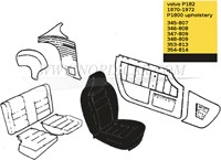 Bezug Satz Vordersitze- Leder- schwarz- Sitzfläche und Rückenlehne Volvo 1800E 37550- 1800ES 1 stoel 695713