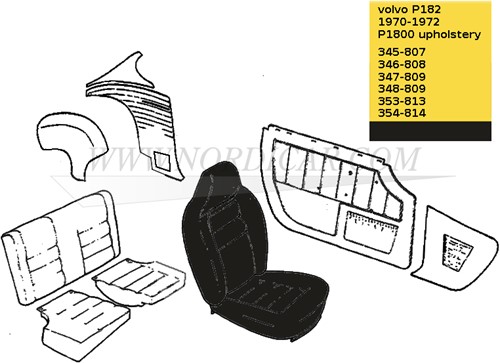 Seat cover set- black leather- seat and back Volvo 1800E 37550- 1800ES 1 stoel 695713