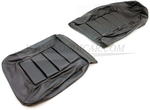 Seat cover set- black leather- seat and back Volvo 1800E 37550- 1800ES 1 stoel 695713-2