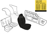 Seat cover set- black leather- seat and back Volvo 1800E 37550- 1800ES 1 stoel 695713-3