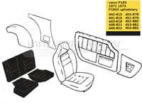 Housse de siège arrière Noir ensemble, assise et dossier  Volvo 1800E 37550- 1800ES 695717-3