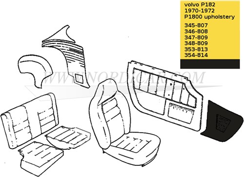 Schopplaatset zwart Links en Rechts Volvo 1800E 37550- 1800ES 695725