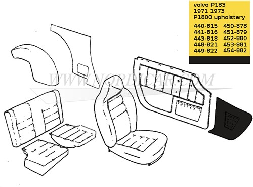 kit de Habillage de pied de porte – Noir- Côté Gauche et droit Volvo 1800E 37550- 1800ES 695725-3