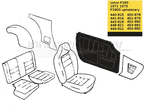 Türverkleidung satz- schwarz- links und rechts Volvo 1800E 37550- 1800ES 695727-3
