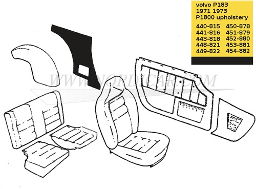 kit de Habillage latéral noir arrière gauche et droit Volvo 1800E 37550- 1800ES 695739