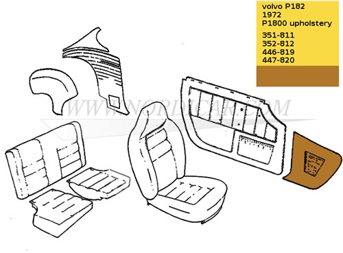 Kick panel set- gold brown- Left and Right Volvo 1800E 37550- 1800ES 695880
