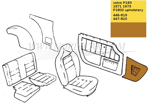 Schopplaat goudbruin set Links en Rechts Volvo 1800E 37550- 1800ES 695880-3
