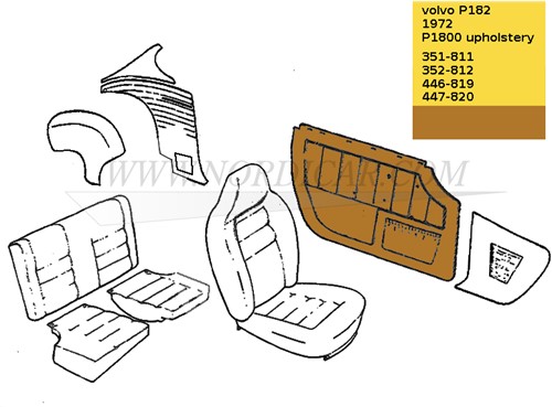 Door panel set gold brown- Left and Right Volvo 1800E 37550- 1800ES 695891