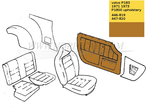 Türverkleidung satz- goldbraun- links und rechts Volvo 1800E 37550- 1800ES 695891-3