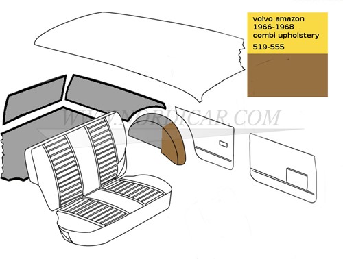 Kofferraumverkleidungssatz Braun Volvo Ama Kleurcode 519-555 1966-1968 69597S