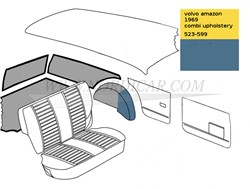 Kofferbak bekleding set Blauw Volvo Ama Kleurcode 523-599 1969 69597S