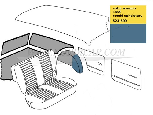 Trunk moulding set Blue Volvo Ama Kleurcode 523-599 1969 69597S