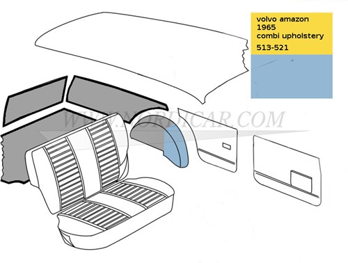 Trunk moulding set Light blue Volvo Ama Kleurcode 513-521 1965 69597S