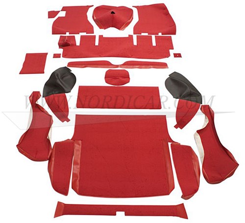 Carpet set red-black complete Volvo 1800ES 696015