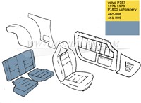 Housse de siège arrière Bleu- assise et dossier gauche et droite  Volvo 1800E 37550- 1800ES code 460-888 461-889 696645