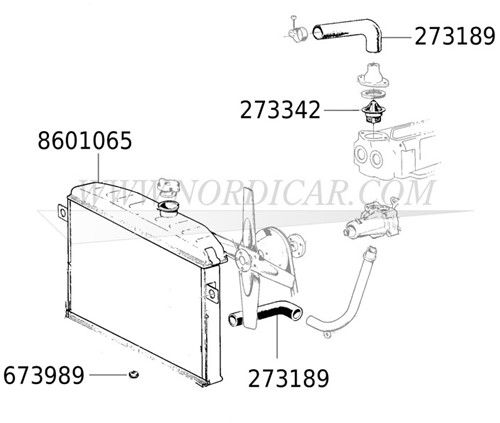 Radiateur de refroidissement – durt supérieure ou inférieure (kit) Volvo 544 210 Ama B18 open systeem 273189-2