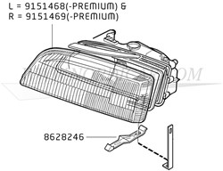 Arrester, Headlight cleaner Volvo S/V70 -00 C70 -05