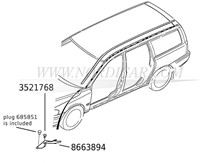 Baguette de gouttière pièce final Gauche Volvo S60 01-09 V70 00-08 XC70 01-07 8663894-2