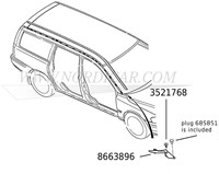 Dakgootsierlijst eindstuk Rechts Volvo S60 01-09 V70 00-08 XC70 01-07 8663896-2