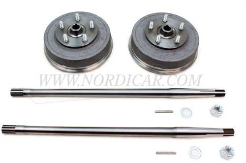 Half shaft set with brake drums - heavy duty Volvo Amazon P1800S M27 M30 Spicer 89679