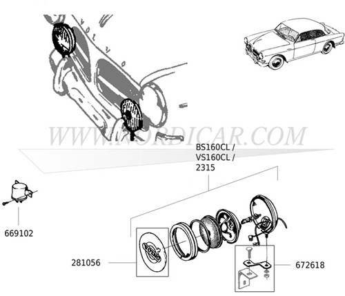 Mistlamp set chroom Volvo Classic 5 5 inch 2315-2